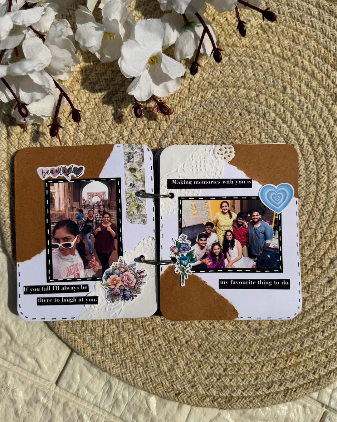 Handmade and Customizable Memory Book With Flowers On Top 4 by 5 inches(MB-1)