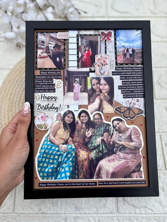 Birthday Celebration Vintage A4 Photo Frame – Handmade, Holds 10 Pictures